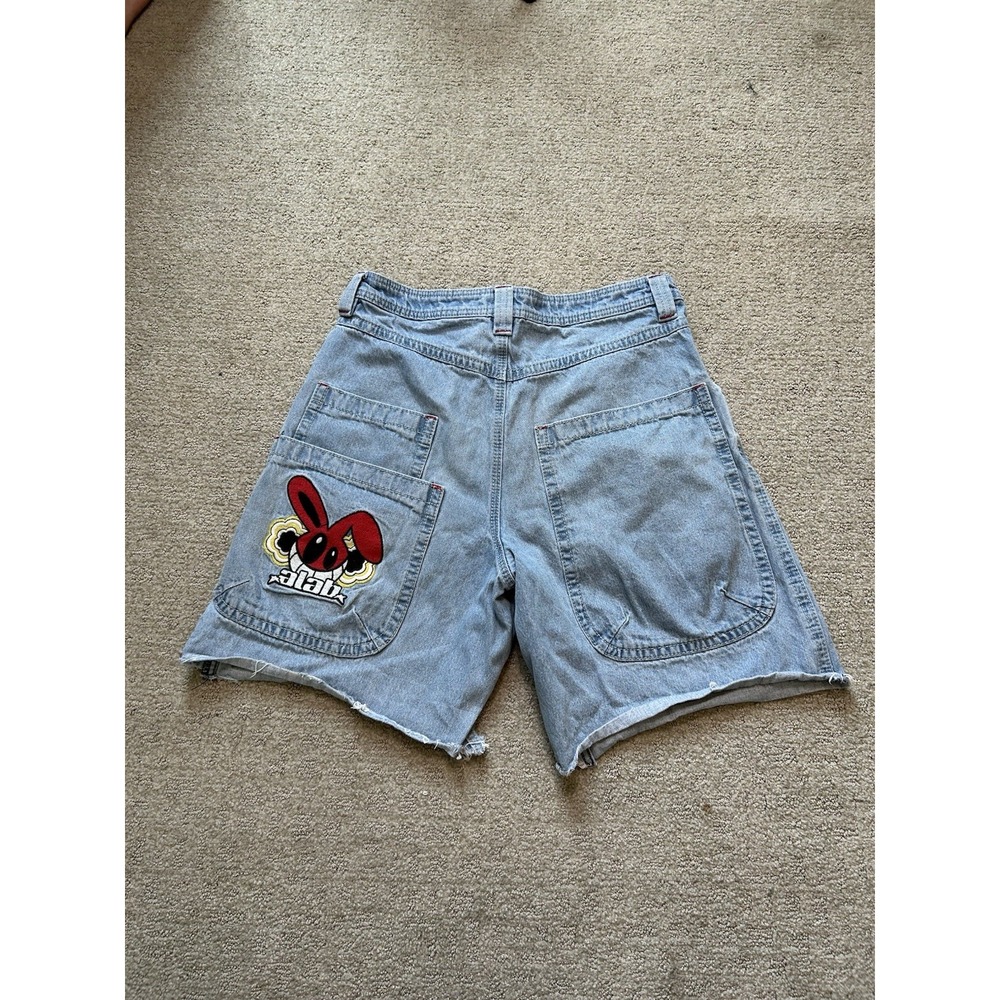 ALAB Jean Short Mens Sz 26 Baggy Mega Shant Pixel Wide Leg Grunge Bunny Patch